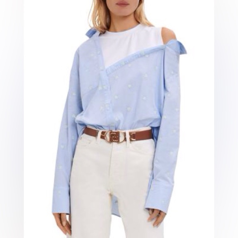 Maje Light Blue Off-Shoulder Blouse